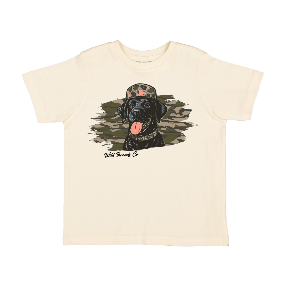 Black Lab Camo Hat Tee - Front Design