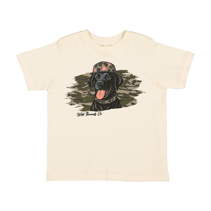 Black Lab Camo Hat Tee - Front Design