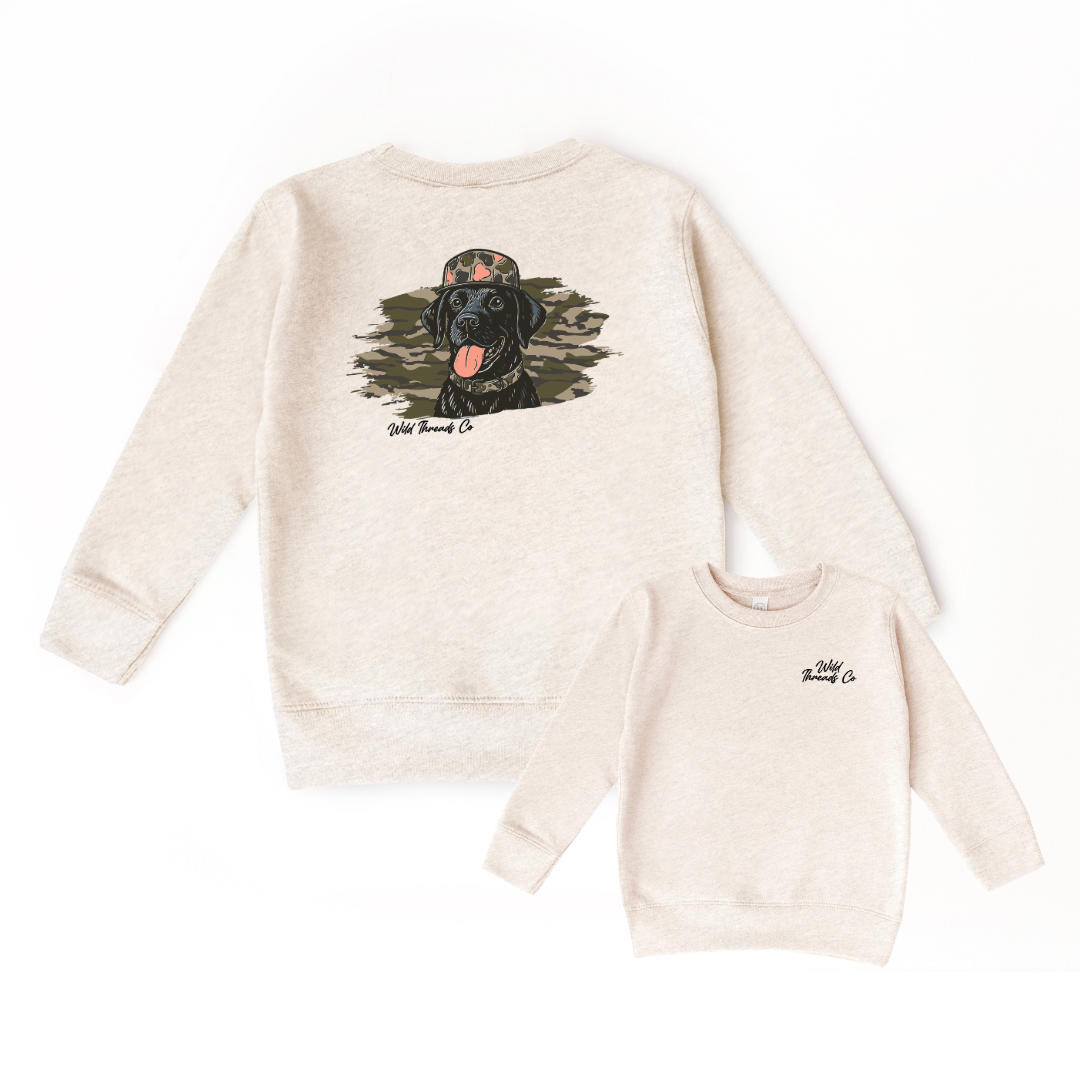 Black Lab Camo Hat Sweatshirt